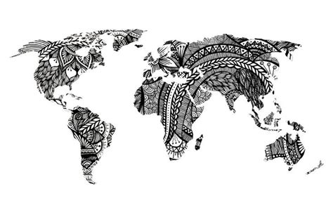 World Map Art Print in black & white drawing Prints World | Etsy in ...