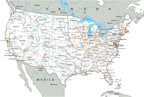 Road Map Of The Usa With States And Cities - United States Map