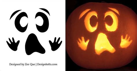 15 Free Printable Scary Halloween Pumpkin Carving Stencils / Patterns ...