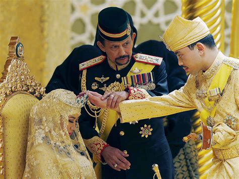 Brunei royal wedding: And the bride wore gold, diamonds, rubies and ...