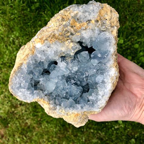 7.65 lbs Large Blue Celestite or Celestine Geode Crystal Cluster ...