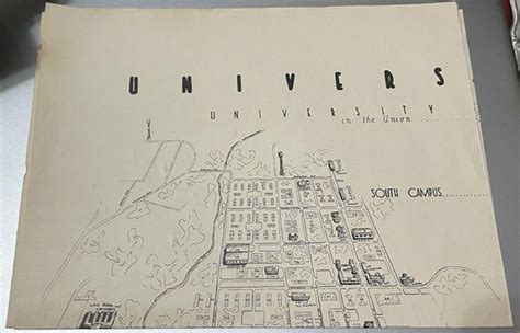 University of Oklahoma Campus Map ca.1950 - 30"x15" couple of tears on ...