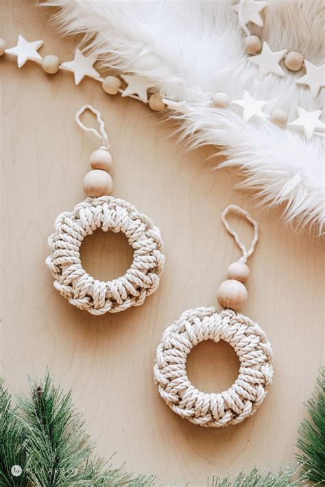 Nautical Christmas Ornaments - Recycled Macrame Mini Wreath Ornaments ...