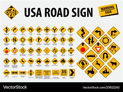 Usa road sign - warning Royalty Free Vector Image