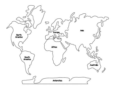 Montessori World Map and Continents | World map coloring page, Free ...