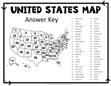 Free Printable United States Map Quiz States