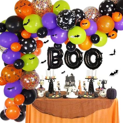 Black,Green,Purple Balloons Halloween Black BOO Backdrop Balloon Arch ...