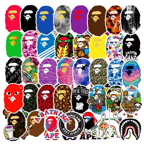 Buy 50 PCS Popular Logo Stickers Bape Brand Stickers Waterproof Vinyl ...