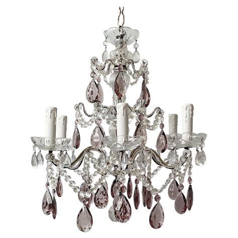 Rare Solid Bronze Chandelier with Crystal Prisms For Sale at 1stDibs