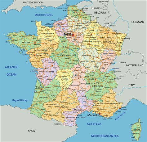 France Political Map With Cities Detailed Political Map Of France ...