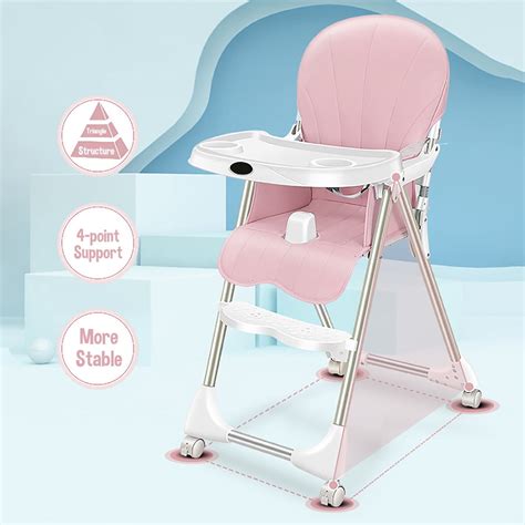 Foldable Baby High Chair,Adjustable Baby Feeding Dining Booster Table ...