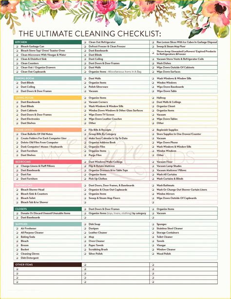 House Cleaning Checklist Template Free Of the Ultimate House Cleaning ...