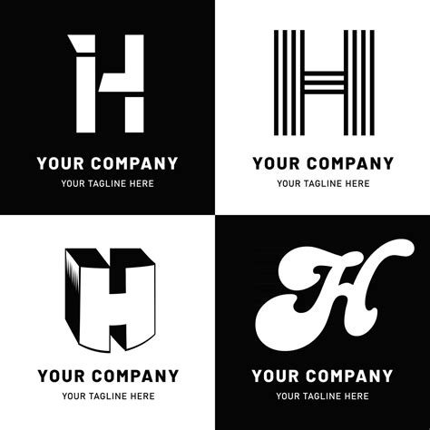 Black and White Letter H Logo Set 2964115 Vector Art at Vecteezy