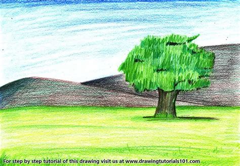 How to Draw a Tree Landscape (Landscapes) Step by Step ...