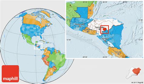 Political Location Map of Danli, highlighted country