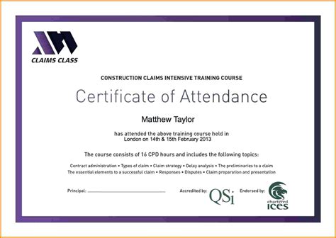 Attendance Certificate Template Word Free Certificatetemplateword with ...