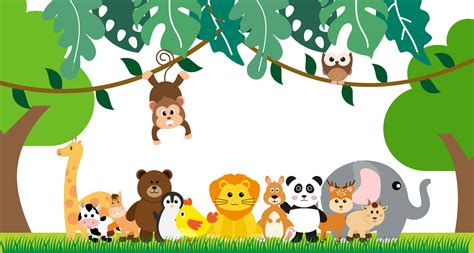 Vector Cute Jungle Animals in Cartoon Style, Wild Animal, Zoo Designs ...