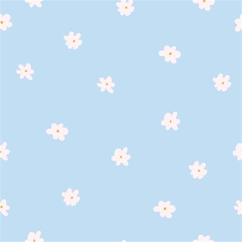 Premium Vector | Camomile blue background pattern cute seamless print ...