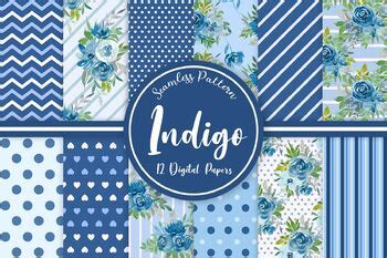 Indigo Blue Floral Pattern Background by PinkPearly Design | TPT