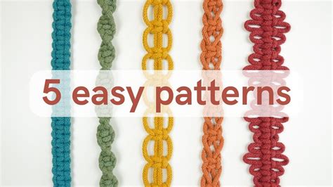 5 easy patterns - square knot variations - macrame beginners tutorial ...