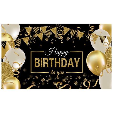 Happy Birthday Backdrop Banner Extra Large Black And Gold Sign Poster ...