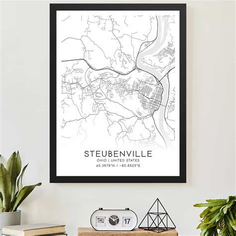 Steubenville Ohio Map Poster, Modern Home Decor Wall Art Print - Custom ...