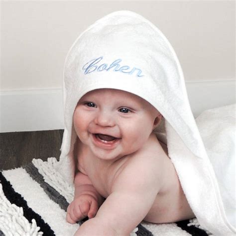 Personalised Embroidered Hooded Baby Towel By Able Labels