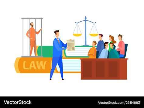 Jury trial process cartoon Royalty Free Vector Image