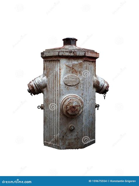 Vintage Rusty Gray Fire Hydrant Isolated on White Background Stock ...