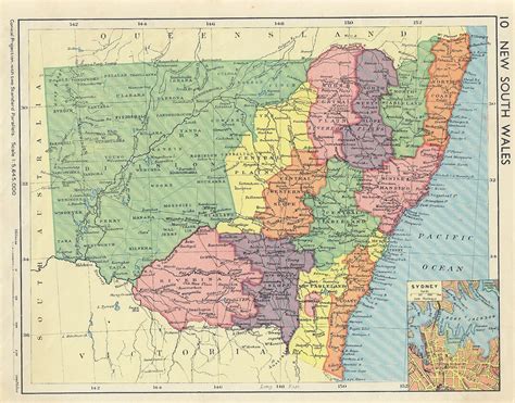 NSW Map With Sydney Street Map Insert 1930s Vintage New South - Etsy ...