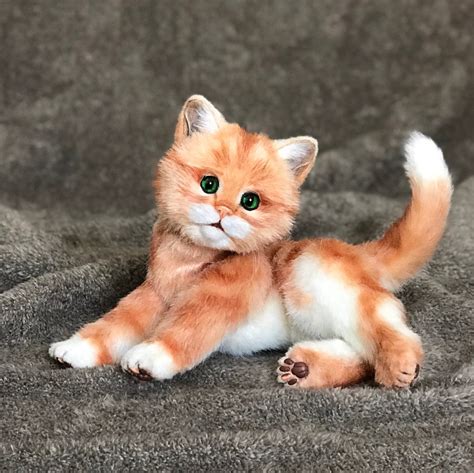 Realistic Movable Soft Toy Ginger Kitten Faux Fur Cat for Kids | Etsy