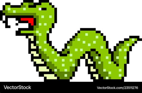 Pixel snake art 8 bit objects retro game assets Vector Image