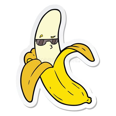 Sticker of a Cartoon Banana Stock Vector - Illustration of funny, fruit ...