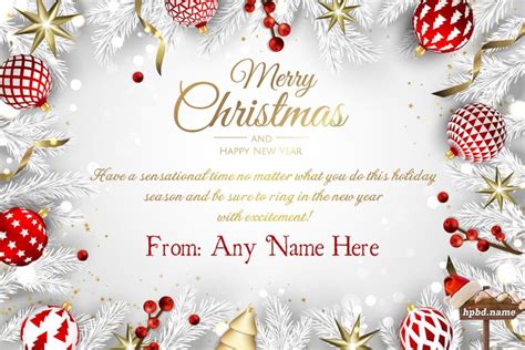 Merry Christmas And New Year Card With Name Edit | Christmas cards free ...