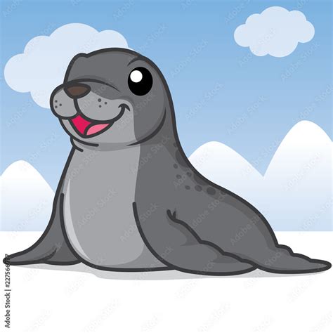 earless seal cartoon, cartoon cute, animal cute Stock Vector | Adobe Stock