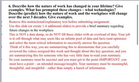 Solved 6. Describe how the nature of work has changed in | Chegg.com