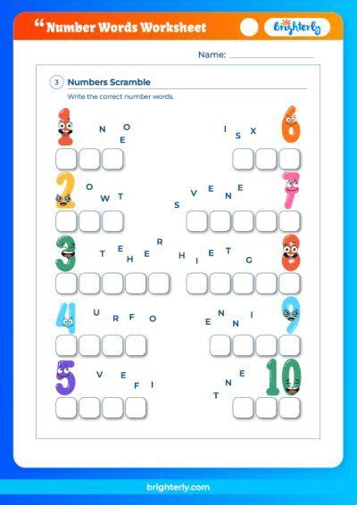 Free Printable Number Words Worksheet for Kids [PDFs] Brighterly.com