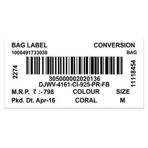 Roll White Printed MRP Barcode Label, For Garments at Rs 0.10/piece in ...