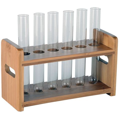 Lily's Home Bamboo Test Tube Vial Shot Glasses Holder Rack, Great as ...