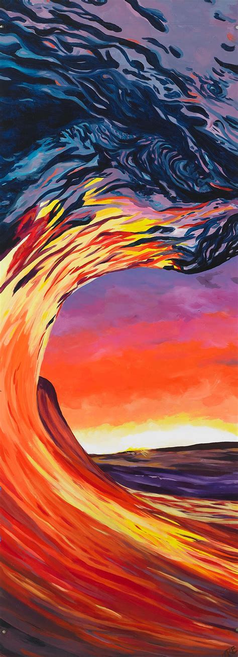 Sunset Wave Painting. Really like the size of the canvas. | Wave ...