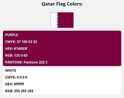 Qatar Flag Colors | HEX, RGB, CMYK, PANTONE COLOR CODES OF SPORTS TEAMS