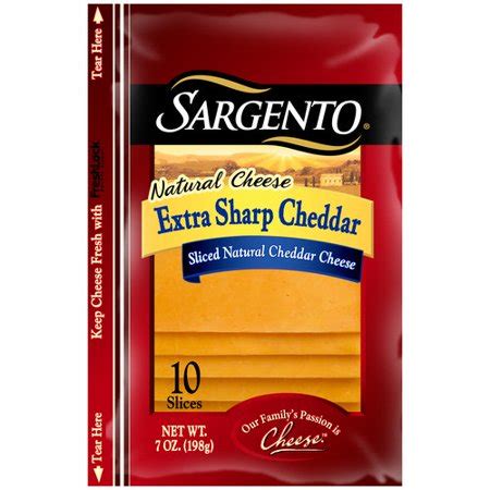 Sargento Natural Extra Sharp Cheddar Cheese Slices, 10 ct, 7 oz ...