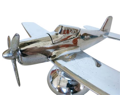 Midcentury Chrome P-51a Mustang Airplane Table Lighter | Modernism