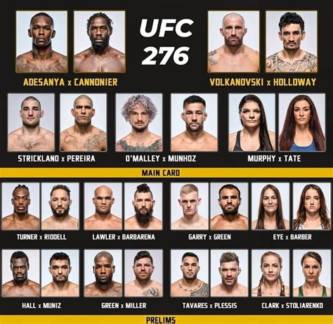 MMA Uncensored - UFC 276 Fight Card 🏆🏆