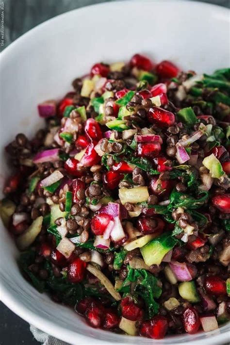 power brown lentil salad recipe with pomegranates and swiss chard ...