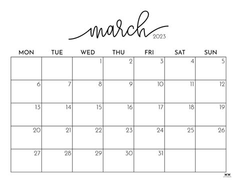 March 2023 Calendar Monday Start - Get Calendar 2023 Update