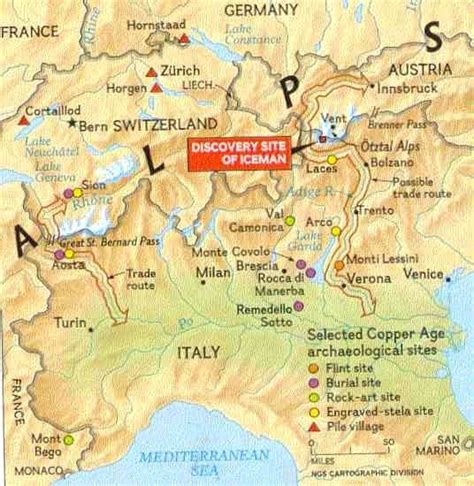 Otzi / Oetzi The Iceman Discovery Site Location Map