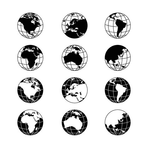 Black and White Globe Icons 6895768 Vector Art at Vecteezy