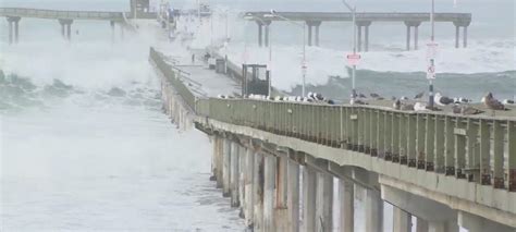 Large waves damage Ocean Beach Pier