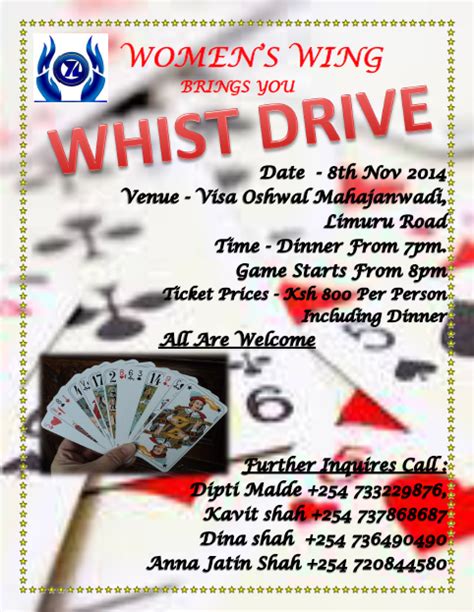 Whist drive – Oshwal Youth League – Nairobi